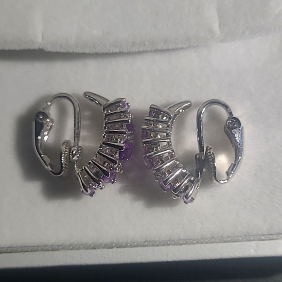 925, 14k white gold Tanzanite snap on earrings. - Picture 3 of 4